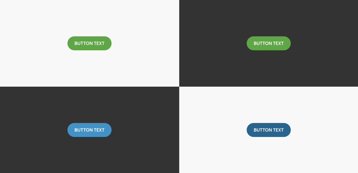 Button component design tokens in action, showcasing neatly styled buttons that support both light and dark modes for a consistent UI experience.